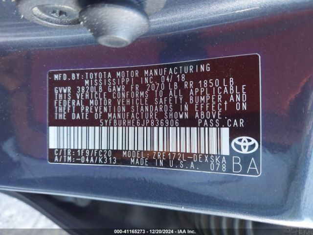 5YFBURHE6JP836906 Toyota Corolla L/le/xle/se/xse