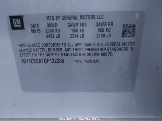 1G11C5SA7GF122286 Chevrolet Malibu Limited Lt