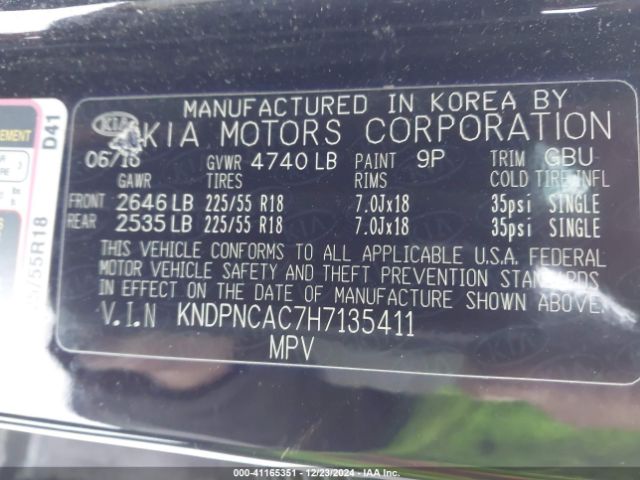 KNDPNCAC7H7135411 KIA Sportage Ex