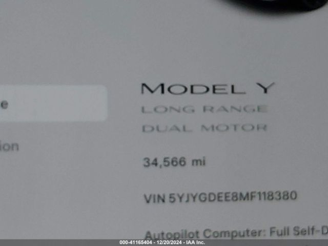 5YJYGDEE8MF118380 Tesla Model Y Long Range Dual Motor All-wheel Drive