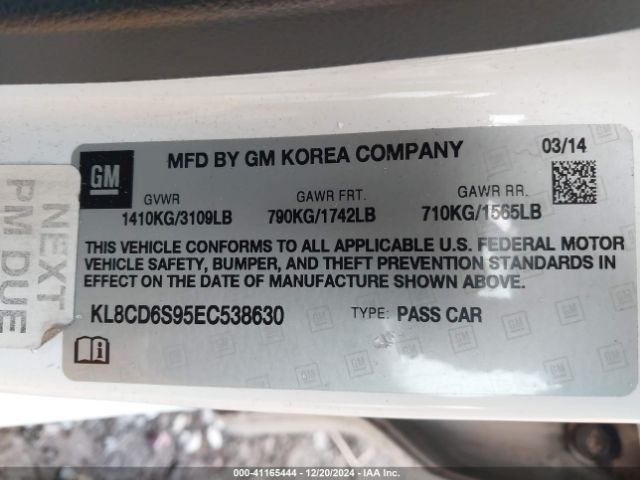 KL8CD6S95EC538630 Chevrolet Spark 1lt Auto