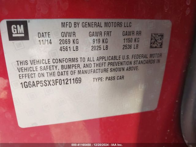1G6AP5SX3F0121169 Cadillac Cts Standard