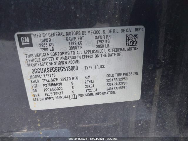 3GCUKSEC5EG513080 Chevrolet Silverado 1500 2lz
