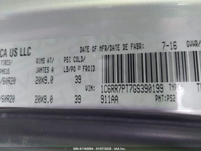 1C6RR7PT7GS390199 RAM 1500 Longhorn