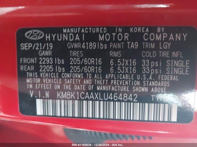 Hyundai Kona Se 2020 KM8K1CAAXLU464842 Image 9