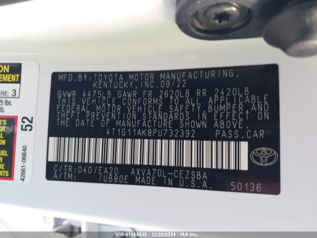 Toyota CAMRY SE 2023 4T1G11AK8PU732392 Image 9