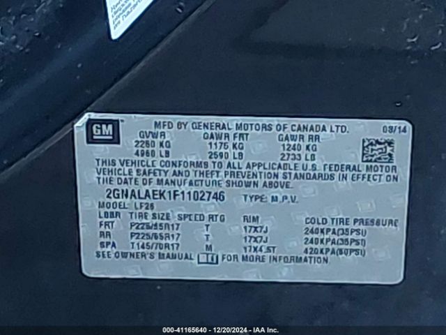 2GNALAEK1F1102746 Chevrolet EQUINOX LS
