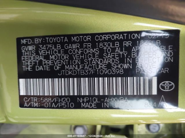 JTDKDTB37F1090398 Toyota Prius C One