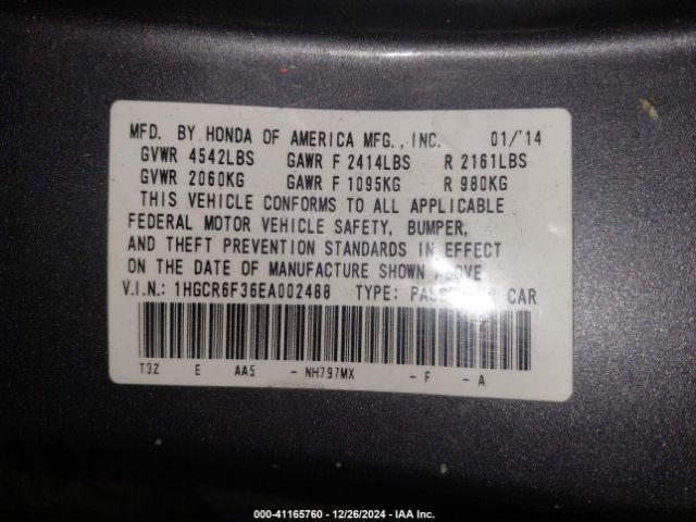 1HGCR6F36EA002488 Honda ACCORD HYBRID