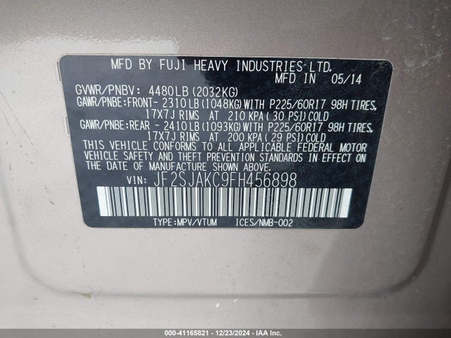 Subaru Forester 2.5i Limited 2015 JF2SJAKC9FH456898 Image 9