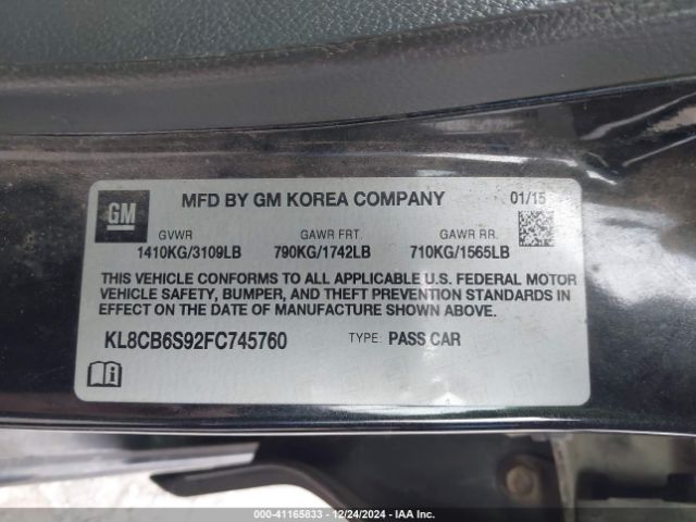 KL8CB6S92FC745760 Chevrolet Spark Ls Cvt