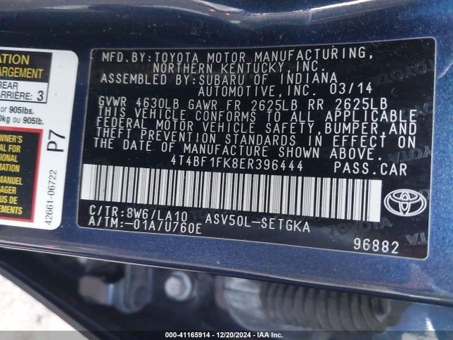 Toyota CAMRY XLE 2014 4T4BF1FK8ER396444 Image 9