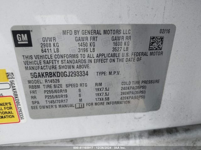 5GAKRBKD0GJ293334 Buick Enclave Leather