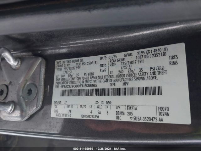 1FMCU9G90FUB35065 Ford ESCAPE SE
