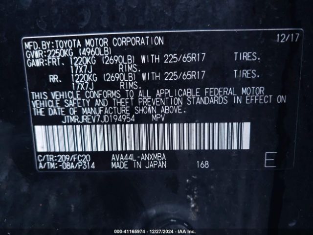 JTMRJREV7JD194954 Toyota Rav4 Hybrid Le