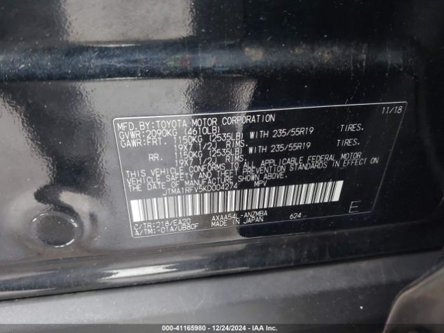 JTMA1RFV5KD004274 Toyota Rav4 Xle Premium