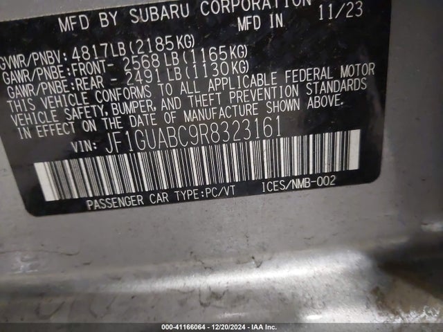 JF1GUABC9R8323161 Subaru Impreza Base 5-door