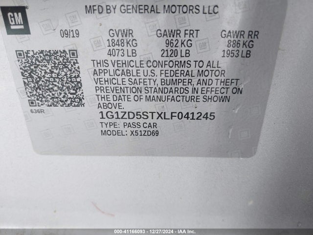 1G1ZD5STXLF041245 Chevrolet Malibu Fwd Lt