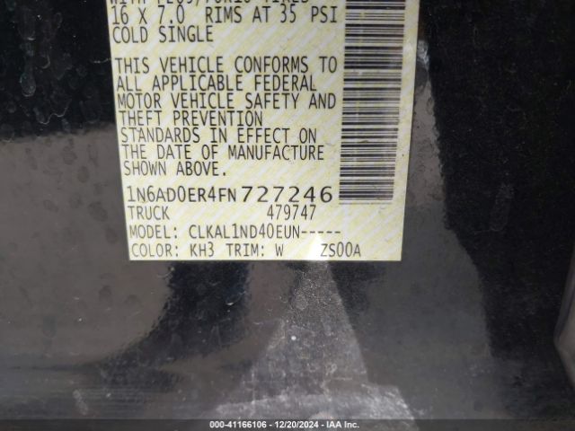 1N6AD0ER4FN727246 Nissan FRONTIER S