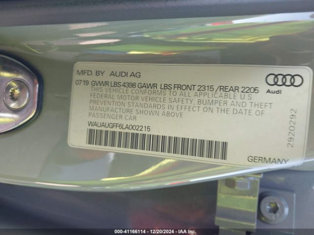 WAUAUGFF6LA002215 Audi A3 Premium 40 Tfsi Front-wheel Drive S Tronic