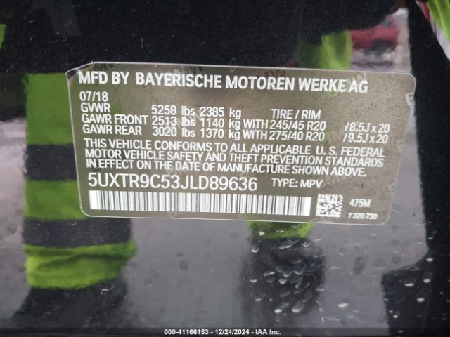 5UXTR9C53JLD89636 BMW X3 Xdrive30i