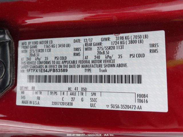 1FTFX1E54JFB53589 Ford F-150 Xlt