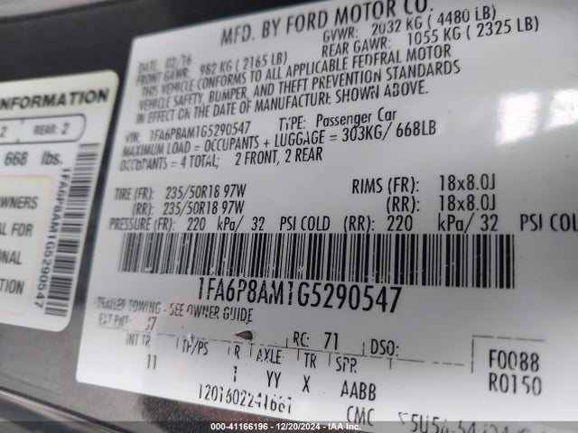 Ford Mustang V6 2016 1FA6P8AM1G5290547 Image 9