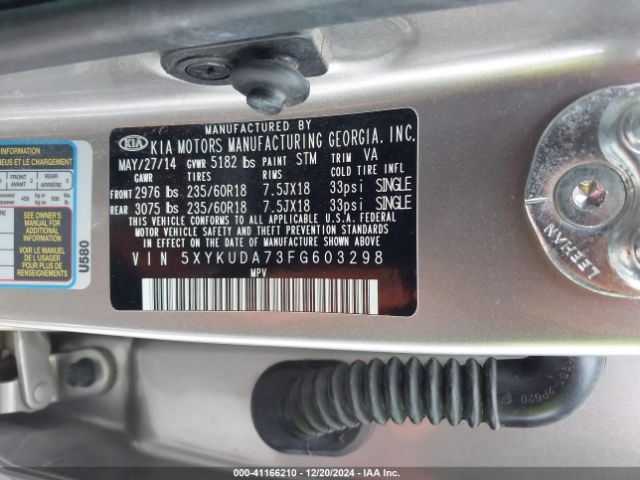 5XYKUDA73FG603298 KIA Sorento Ex V6