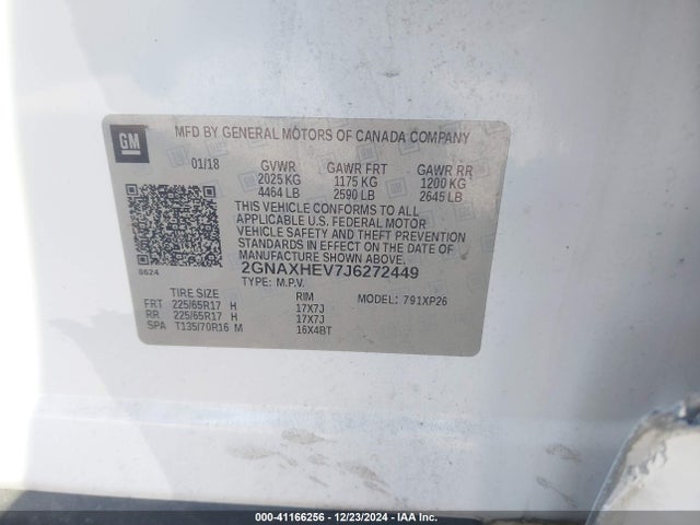 Chevrolet EQUINOX LS 2018 2GNAXHEV7J6272449 Image 9