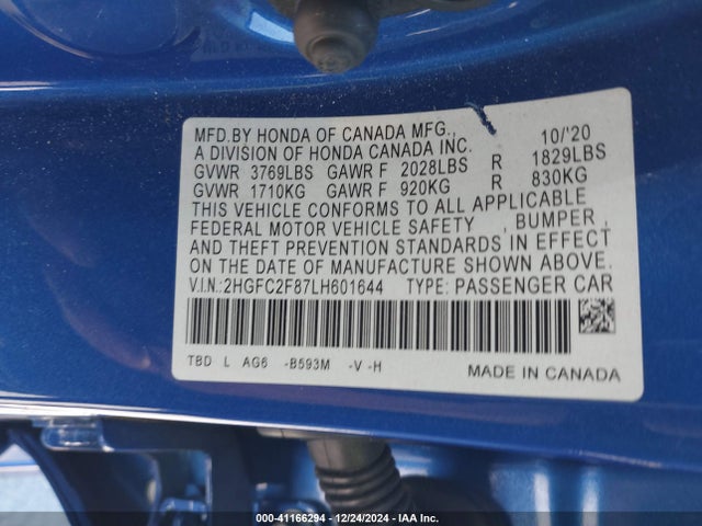Honda Civic Sport 2020 2HGFC2F87LH601644 Image 9
