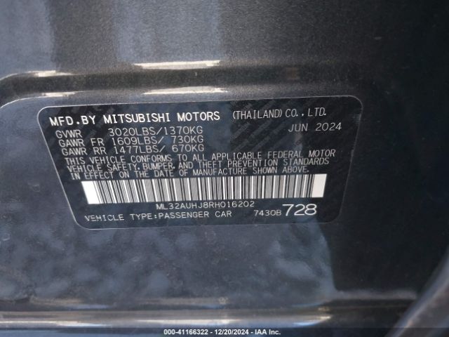 2024 MITSUBISHI MIRAGE ML32AUHJ8RH016202 Photo 8