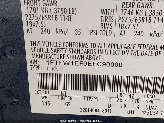 Ford F-150 Xlt 2014 1FTFW1EF0EFC90000 Image 9