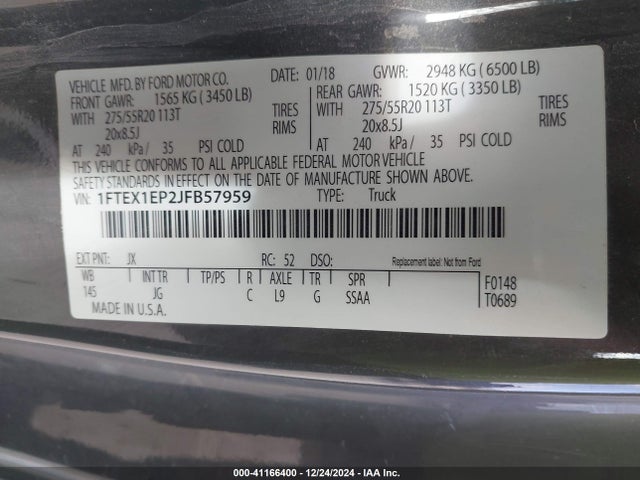 Ford F-150 Xl 2018 1FTEX1EP2JFB57959 Image 9