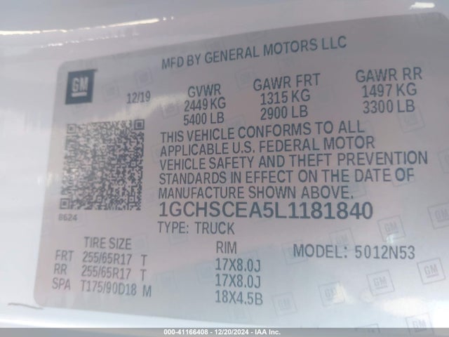 1GCHSCEA5L1181840 Chevrolet Colorado 2wd  Long Box Lt