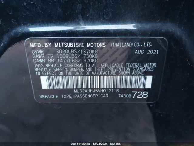 ML32AUHJ5MH012116 Mitsubishi Mirage Carbonite Edition/es/le
