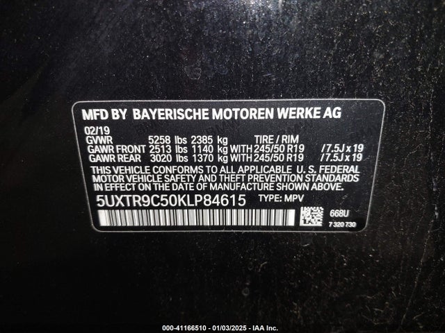 5UXTR9C50KLP84615 BMW X3 Xdrive30i
