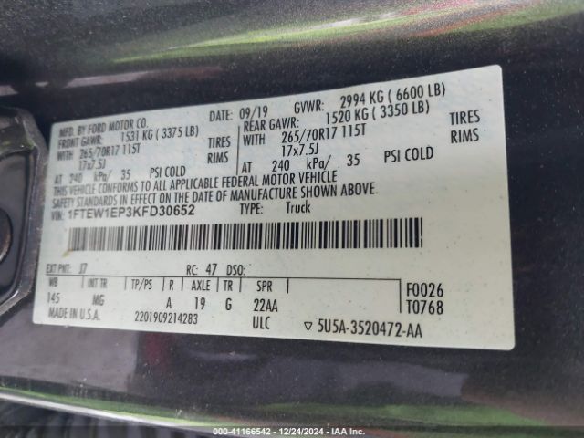 1FTEW1EP3KFD30652 Ford F-150 Xlt