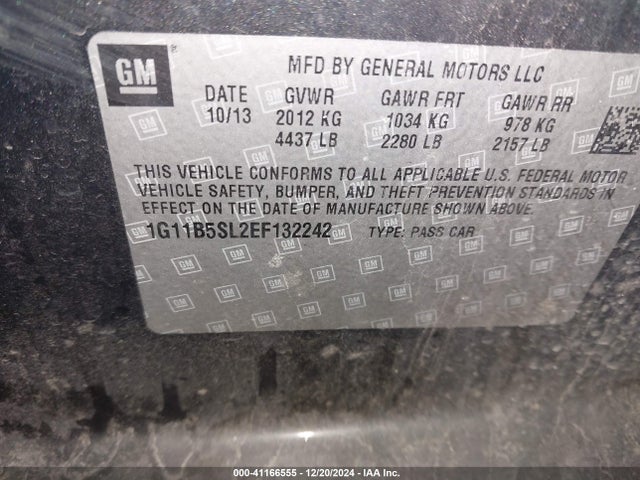 Chevrolet Malibu 1ls 2014 1G11B5SL2EF132242 Image 9