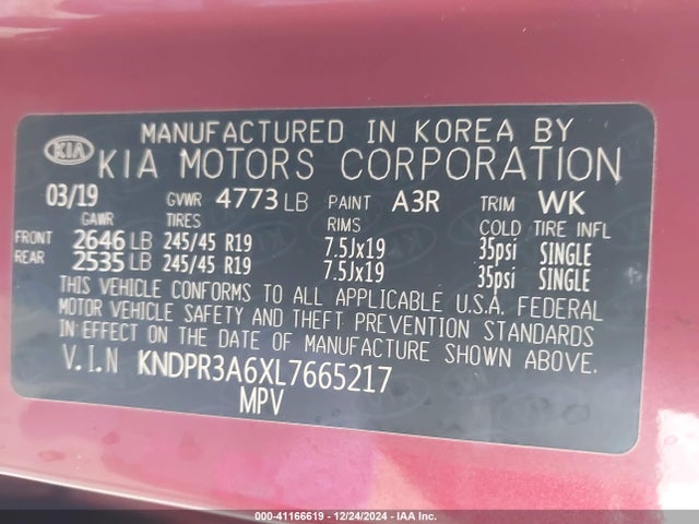 KNDPR3A6XL7665217 KIA Sportage Sx Turbo