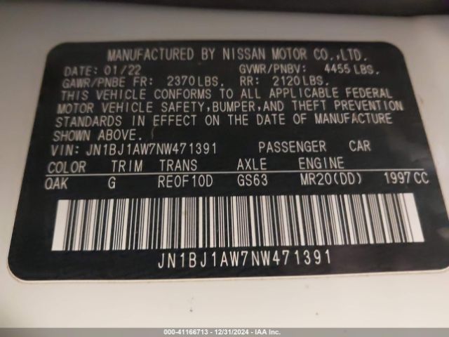 JN1BJ1AW7NW471391 Nissan Rogue Sport S Awd Xtronic Cvt