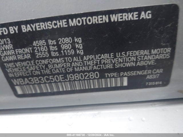 BMW 328i Xdrive 2014 WBA3B3C50EJ980280 Image 9