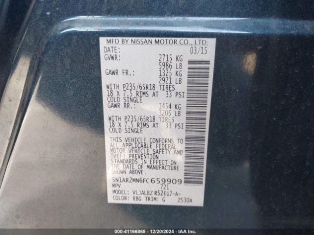 5N1AR2MN6FC659909 Nissan Pathfinder S