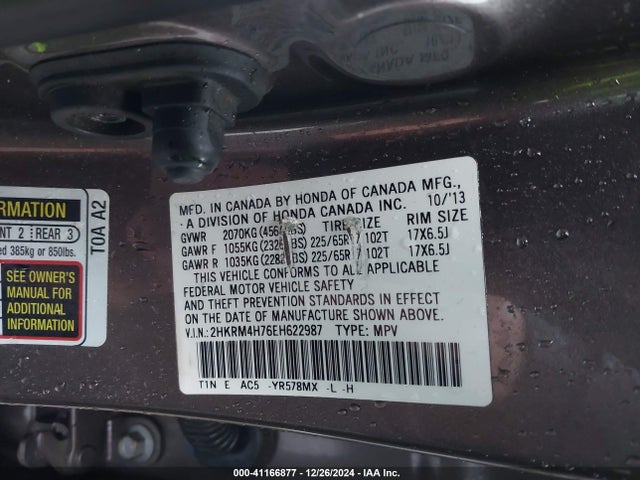 Honda Cr-v Ex-l 2014 2HKRM4H76EH622987 Image 9