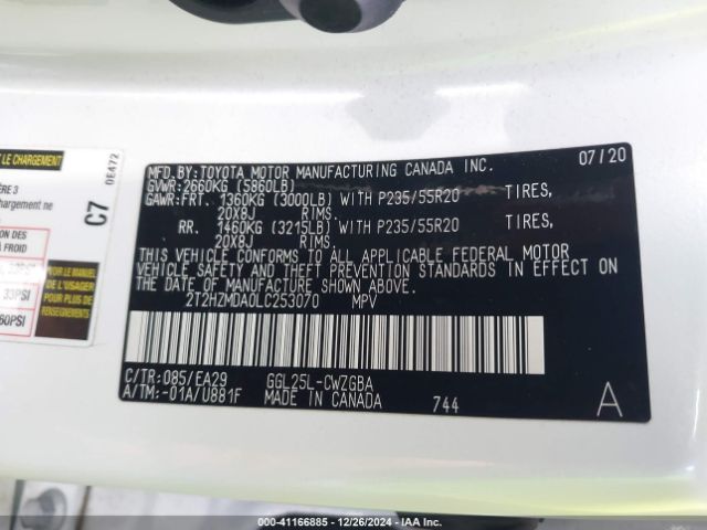 2T2HZMDA0LC253070 Lexus RX 350