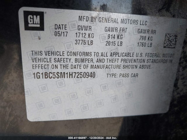 Chevrolet Cruze Ls Auto 2017 1G1BC5SM1H7250940 Image 9