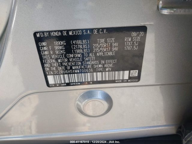 3CZRU6H5XMM700636 Honda Hr-v Awd Ex