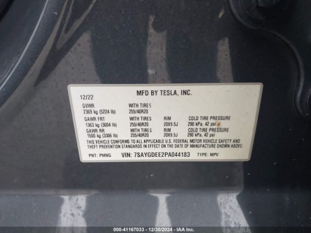 7SAYGDEE2PA044183 Tesla Model Y Awd/long Range Dual Motor All-wheel Drive