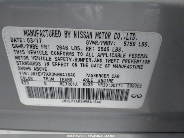JN1EV7AR3HM841640 Infiniti Q50 3.0t Signature Edition