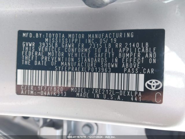 5YFEPRAEXLP013963 Toyota COROLLA LE