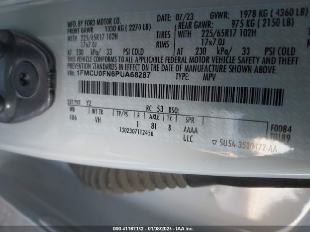 1FMCU0FN6PUA68287 Ford Escape